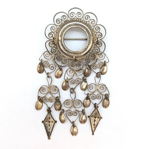 Antique Silver Solje Wedding Brooch w Tube Hinge C Clasp Marked SC 88 Mid 19th C